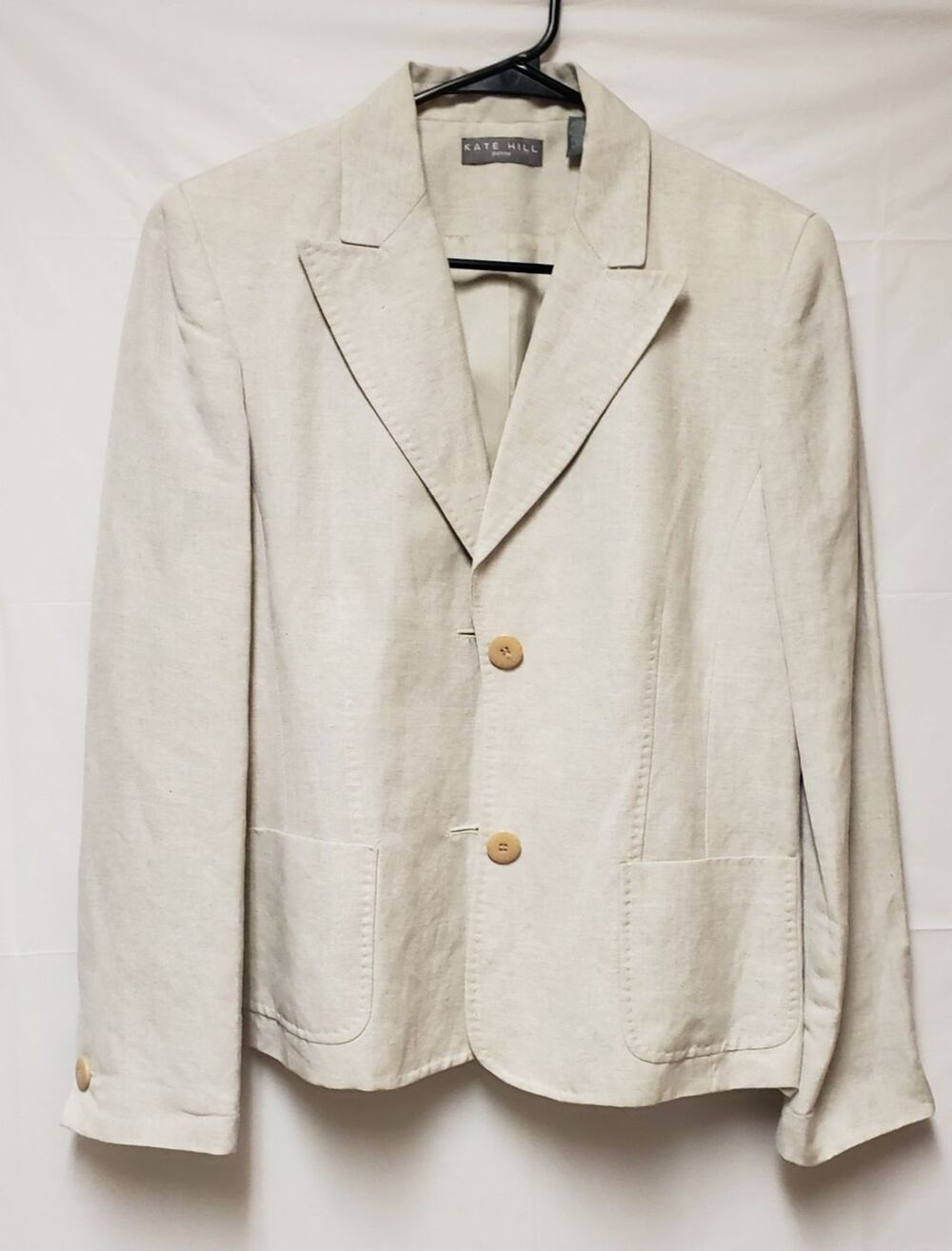 Kate Hill Petite Women's Oatmeal Fully Lined Linen Blend Jacket Sz 12P NWOT